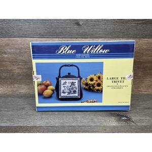 Vtg Blue Willow Pantry Collection Large Tile Trivet 11.5x8” ~New Sealed